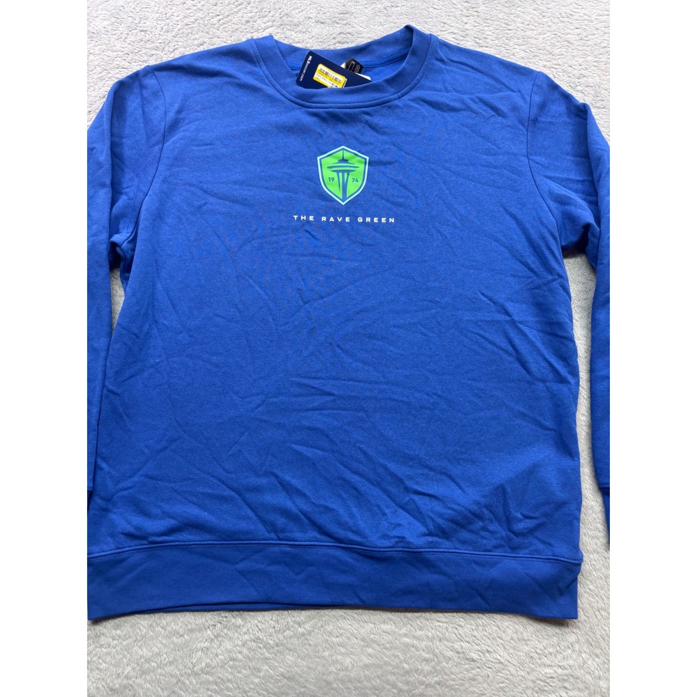 MLS Seattle Sounders FC Crewneck Sweatshirt Blue The Rave Green Mens Large NWT